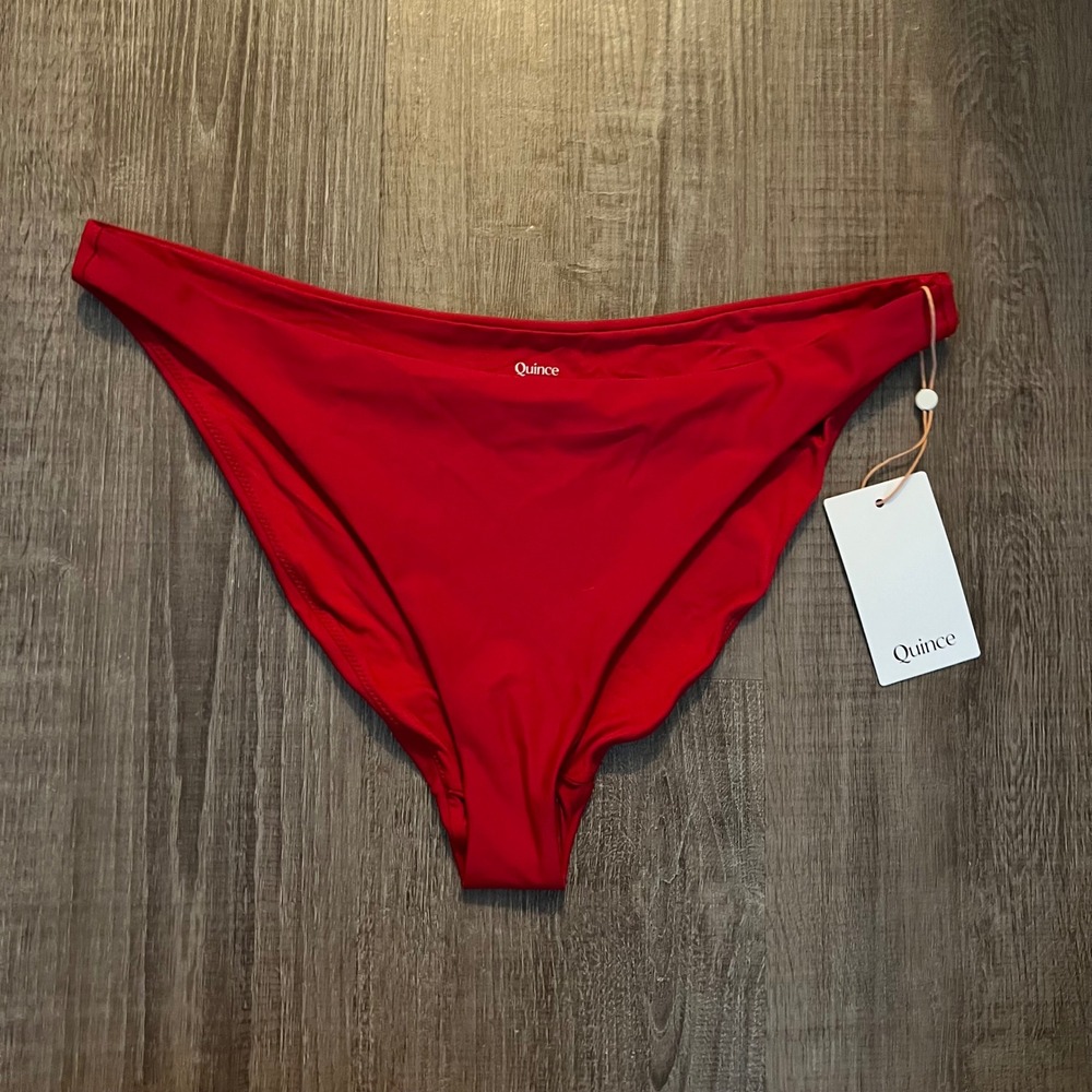 NWT Quince Bikini Bottom Large Cherry Red Swim Beach Vacation